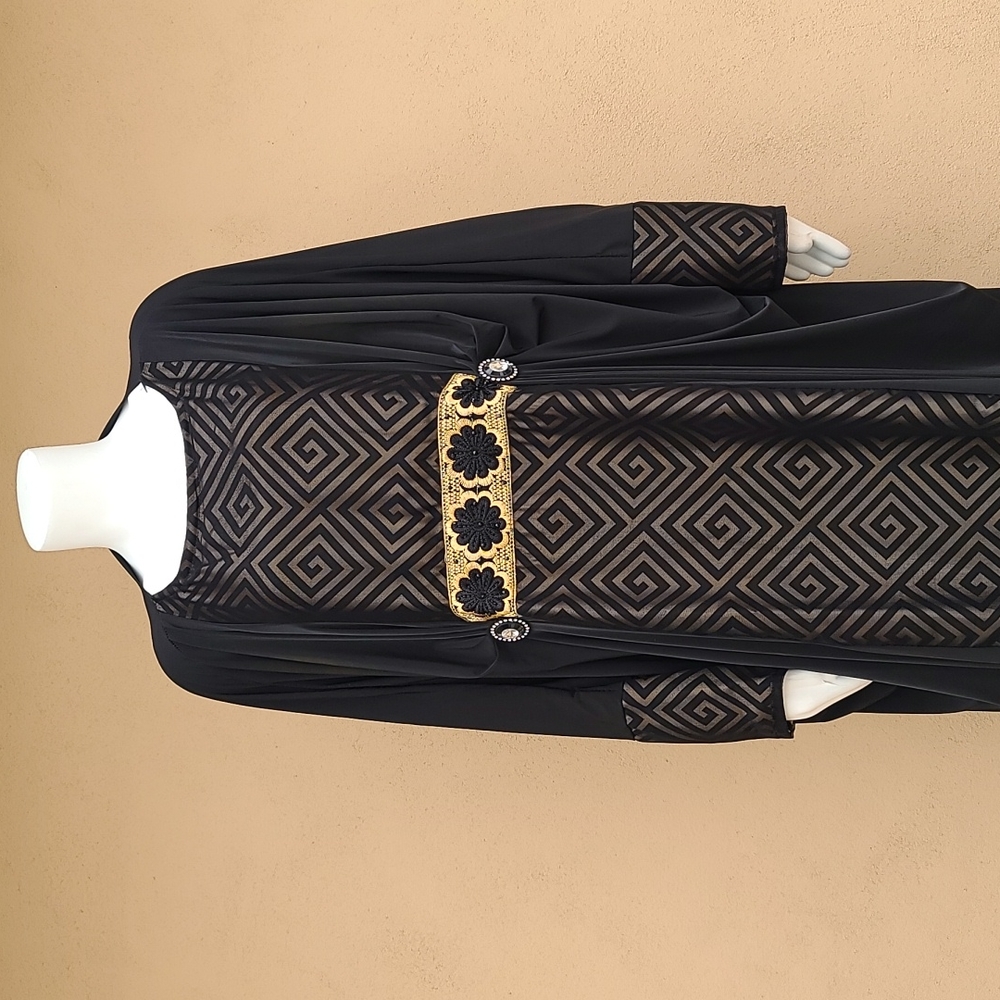 DUBAI CUSTOM ABAYA Wedding Dress Evening Kaftan Robe Maxi Thobe Scarf XL 1X 2X - Picture 10 of 16